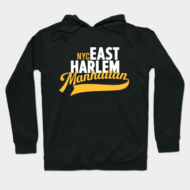 East Harlem Manhattan Minimal Typo Art - T-Shirt & Apparel Design Hoodie by Boogosh